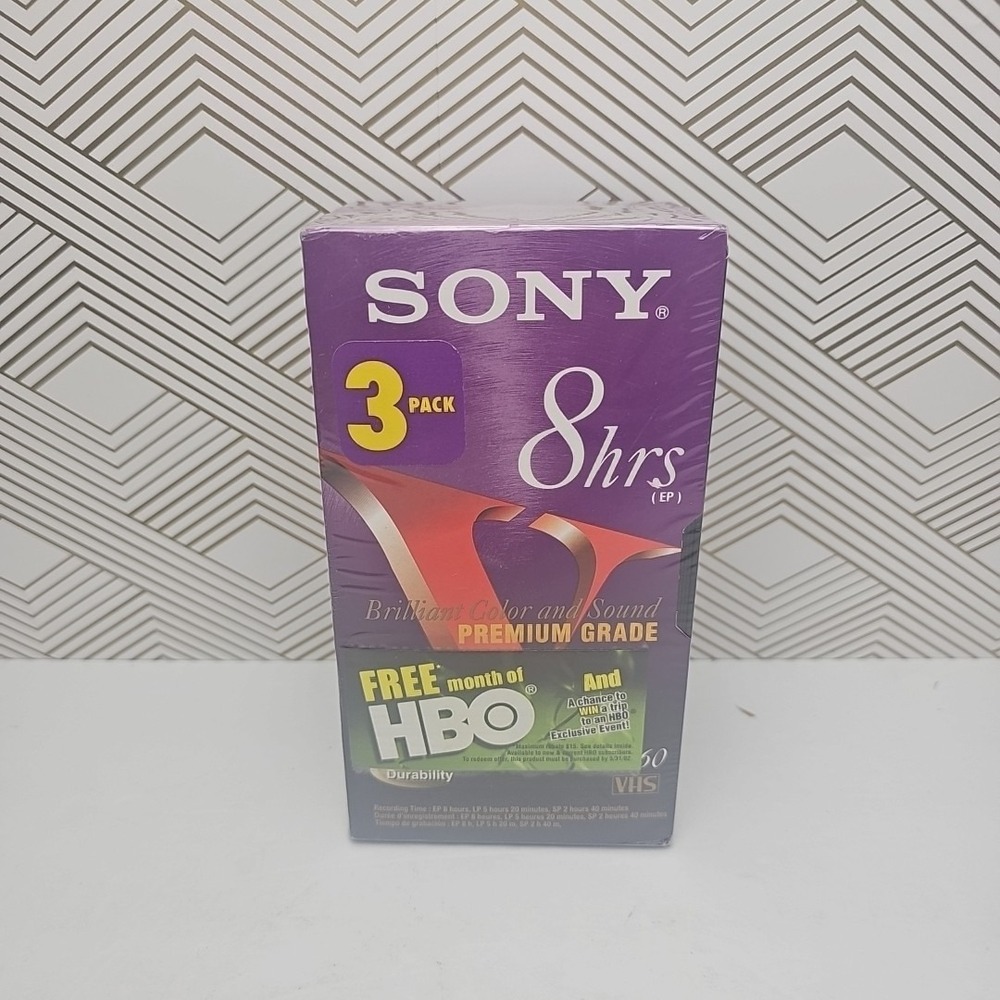Sony T-160VF Standard Grade 8 HR VHS 327m Hi-Fi Blank Tapes Pack of 3 Sealed New
